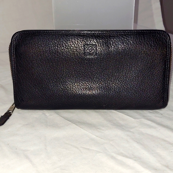 Loewe Handbags - LOEWE Anagram Black Leather Long Zip Around Wallet